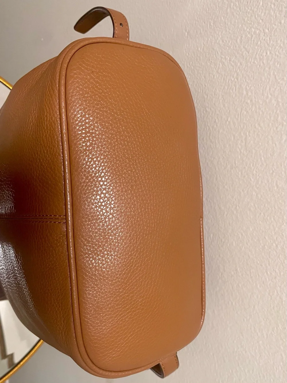 Coach Park Cognac British Tan Pebbled Leather Drawstring Backpack Bag F24385 NWT